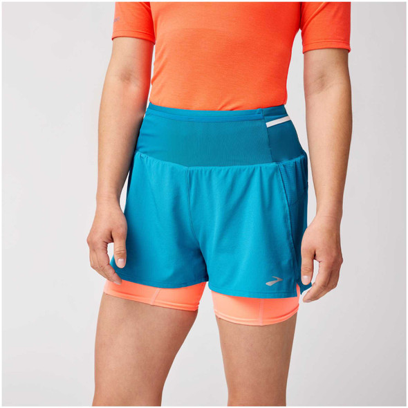 BROOKS Women's High Point 2.0 3in 2-in-1 Celestial/Neo Ember Running Shorts