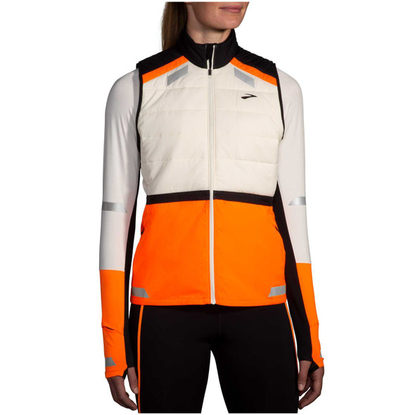 BROOKS Women's Run Visible 2.0 Ecru/Fluoro Flash/Black Insulated Vest