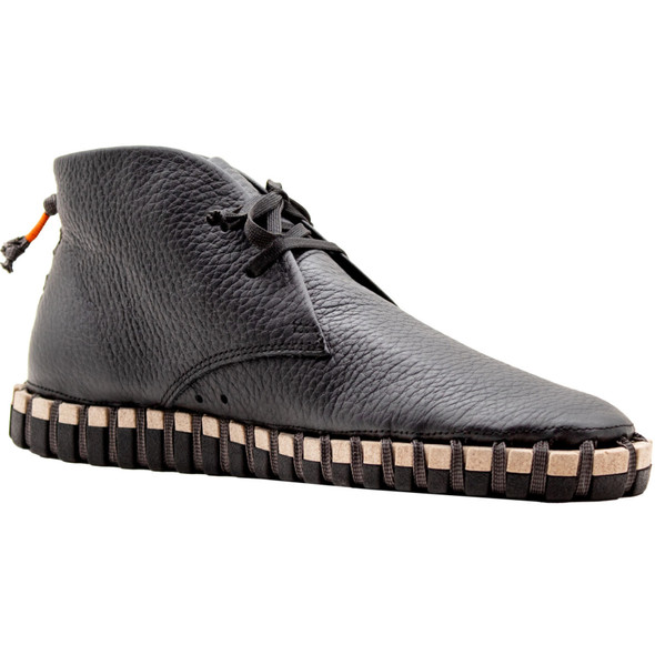 KENGOS Men's Sur Nubuck Leather High Top Lace Up Black Shoe