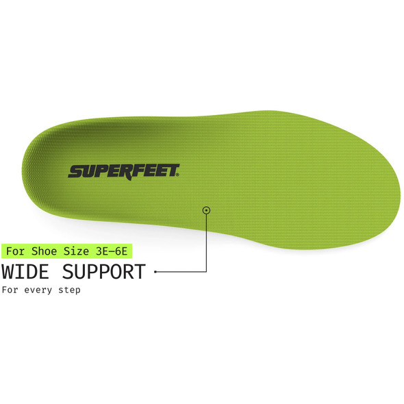 SUPERFEET All-Purpose Wide-Fit Support Green Insoles