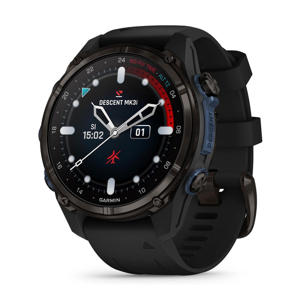 GARMIN Descent Mk3i 43mm Carbon Gray DLC Titanium Dive Computer/Smartwatch with Black Silicone Band (010-02753-10)