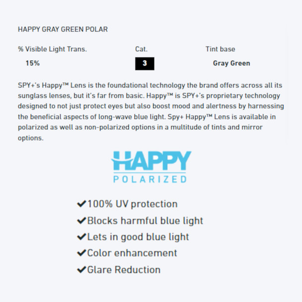 SPY Dirty Mo Black/ Happy Gray Green Polar Sunglasses (670937215864)