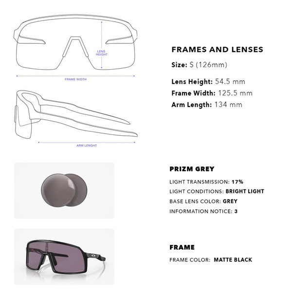 OAKLEY Men's Sutro S Sunglasses with Matte Black Frame and Prizm Grey Lenses (OO9462-0728)