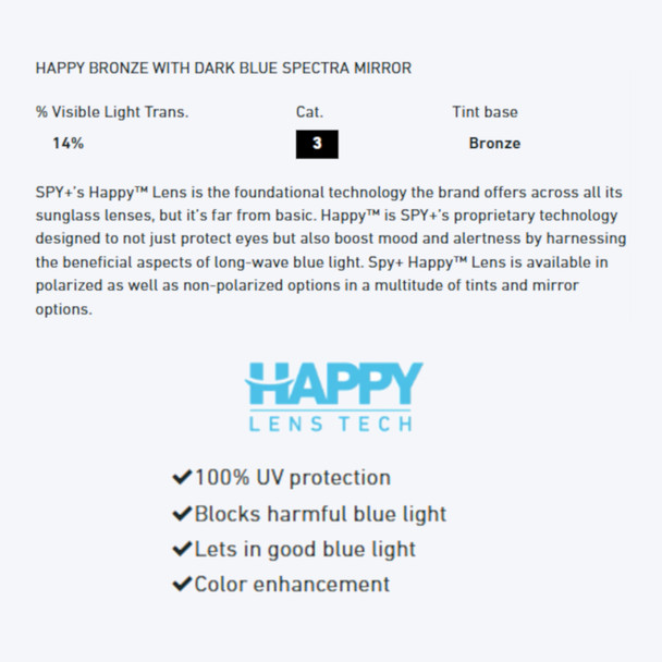 SPY Flynn Soft Matte Black/ Happy Bronze With Dark Blue Spectra Mirror Sunglasses (670323973317)