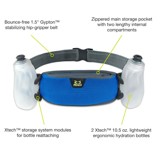 AMPHIPOD RunLite 10K 2 Steel 21oz Bottle Cobalt Hydration Belt (10002-10K-22)