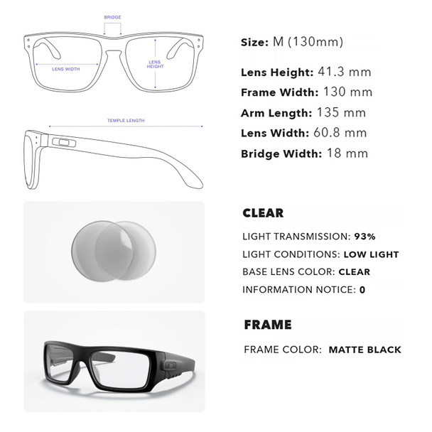 OAKLEY Industrial Det Cord Sunglasses with Matte Black Frame and Clear Lens (OO9253-07)