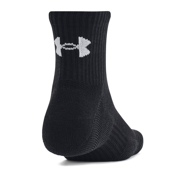 UNDER ARMOUR Unisex Training Cotton 6-Pack Black/White Quarter Socks, MD