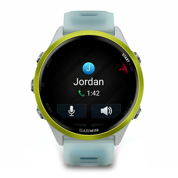 GARMIN Forerunner 570 47mm Amp Yellow Aluminum with Translucent Whitestone/Turquoise Band GPS Running Smartwatch 010-02971-01