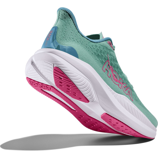 HOKA Women's Mach 6 Wide Jadeite/Alpine Blue Running Shoes