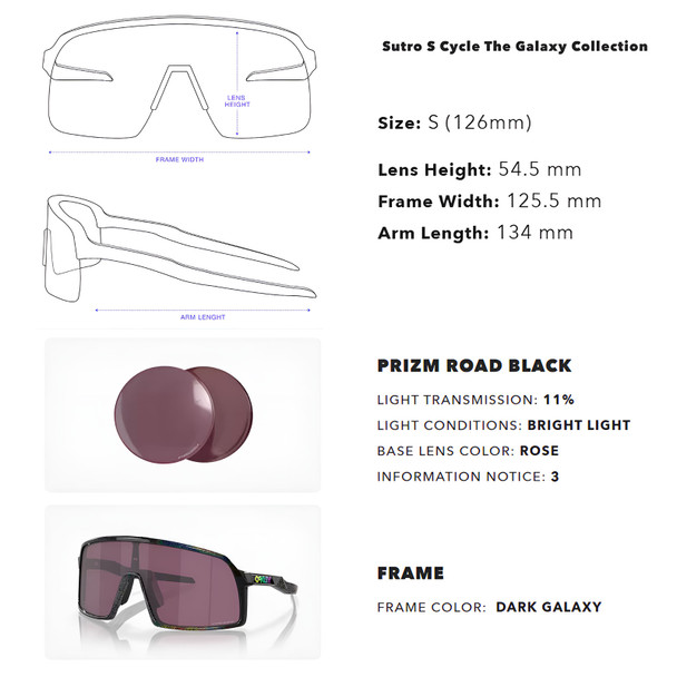 OAKLEY Sutro Cycle The Galaxy Collection Sunglasses with Dark Galaxy Frame and Prizm Road Black Lens (OO9406-A837)