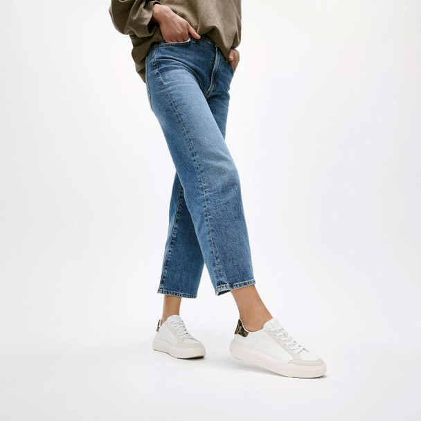 FITFLOP Women's RTG Leopard-Backtab Leather/Suede Urban White/Chocolate Mix Sneakers