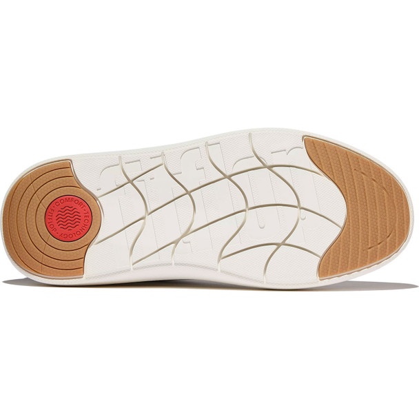 FITFLOP Women's RTG Leopard-Backtab Leather/Suede Urban White/Chocolate Mix Sneakers