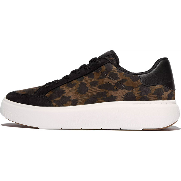 FITFLOP Women's RTG Leopard Suede Black/Chocolate Mix Sneakers