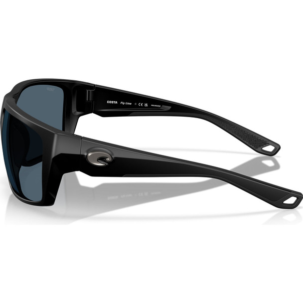 COSTA DEL MAR Men's Fly Line Matte Black/Gray 580P Polarized Sunglasses (06S9129-91290864)