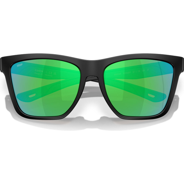 COSTA DEL MAR Women's Panga II Matte Black/Green Mirror 580P Polarized Sunglasses (06S9122-91221057)