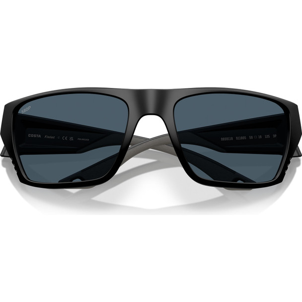 COSTA DEL MAR Men's Finlet Matte Black/Gray 580p Polarized Sunglasses 06S9118-91180559