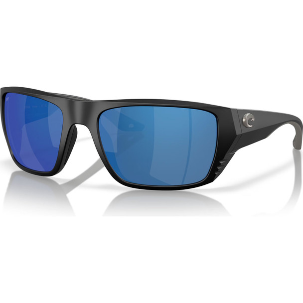 COSTA DEL MAR Men's Finlet Matte Black/Blue Mirror 580p Polarized Sunglasses 06S9118-91180759