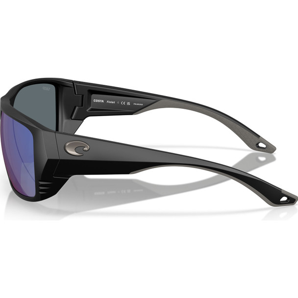 COSTA DEL MAR Men's Finlet Matte Black/Blue Mirror 580p Polarized Sunglasses 06S9118-91180759