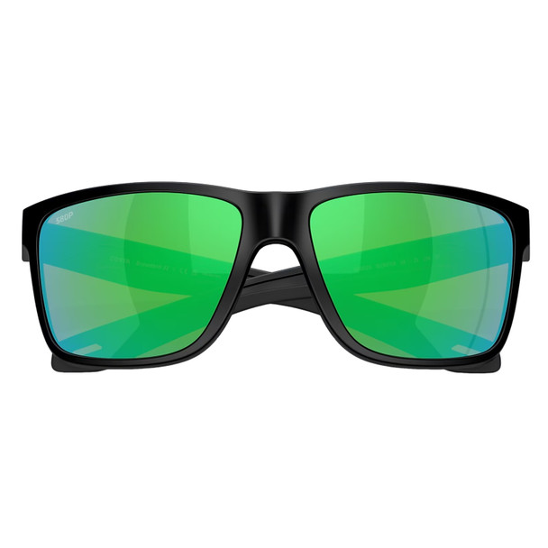 COSTA DEL MAR Men's Broadbill II Matte Black/Green Mirror 580P Polarized Sunglasses 06S9120-91200758