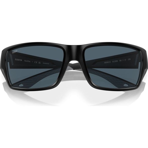 COSTA DEL MAR Men's Tailfin Matte Black/Gray 580p Polarized Sunglasses 06S9113-91130660