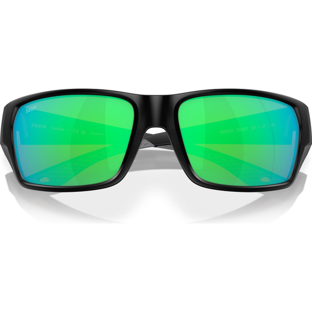 COSTA DEL MAR Men's Tailfin Matte Black/Green Mirror 580p Polarized Sunglasses 06S9113-91130760