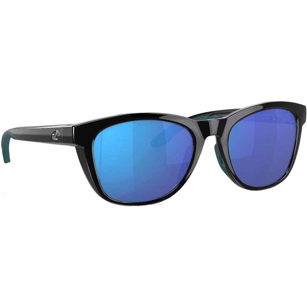 COSTA DEL MAR Women's Aleta Black/Blue Mirror 580p Polarized Sunglasses 06S9108-91080854
