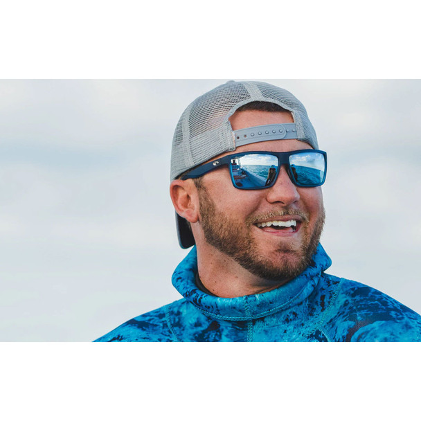 COSTA DEL MAR Men's Rinconcito Matte Black/Blue Mirror Polarized Sunglasses 06S9016-90160960