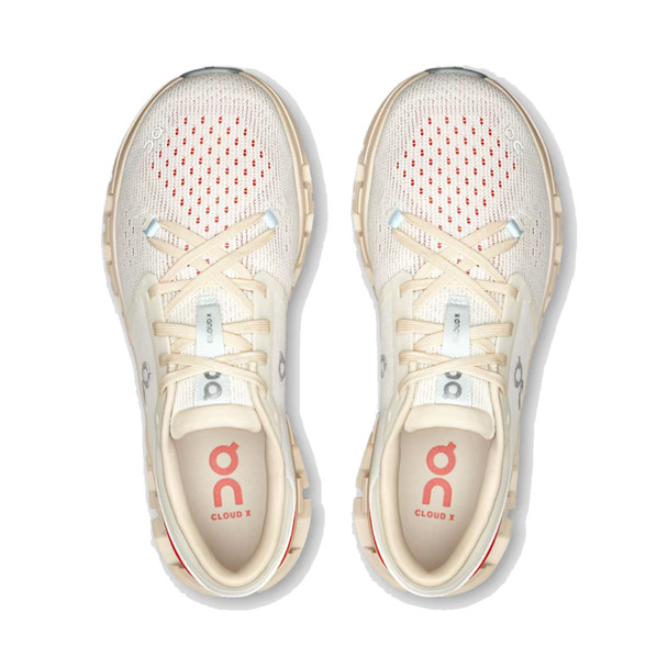 ON FOOTWEAR Womens Cloud X 4 Ivory/Salmon Training Shoes