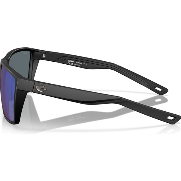 COSTA DEL MAR Men's Rincon II Matte Black/Blue Mirror Polarized 580P Sunglasses 06S9121-91210364