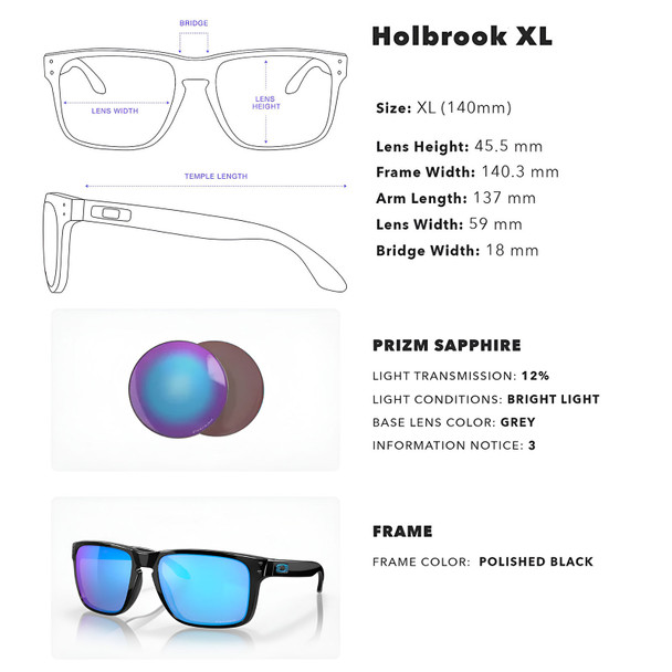 OAKLEY Holbrook XL Sunglasses with Polished Black Frame and Prizm Sapphire Lens OO9417-0359