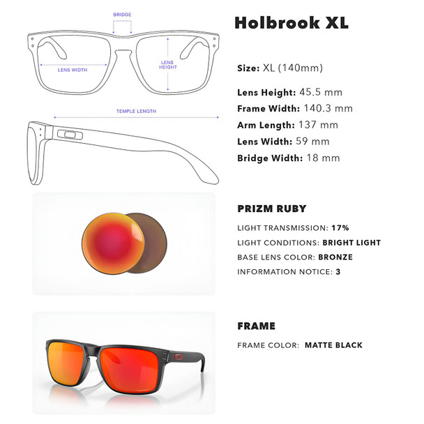 OAKLEY Holbrook XL Sunglasses with Matte Black Frame and Prizm Ruby Lens OO9417-0459