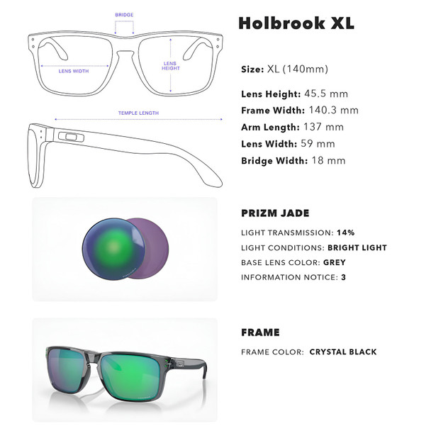 OAKLEY Holbrook XL Sunglasses with Crystal Black Frame and Prizm Jade Lens OO9417-1459