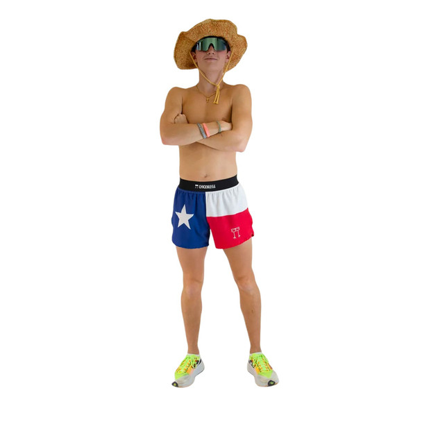 CHICKNLEGS Men's Texas Flag 4" Half Split Shorts