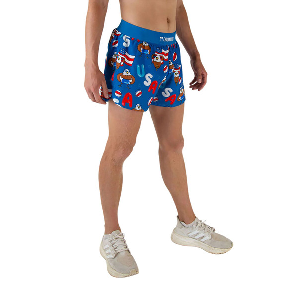CHICKNLEGS Men's USA Pool Party 4" Half Split Shorts