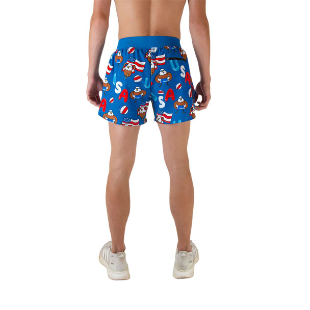 CHICKNLEGS Men's USA Pool Party 4" Half Split Shorts