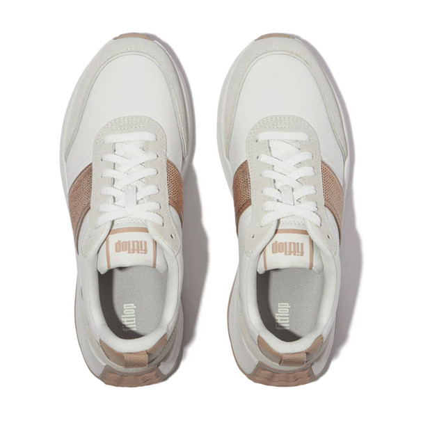 FITFLOP Women's F-Mode Flow Sequin Suede/Leather Flatform Sneakers