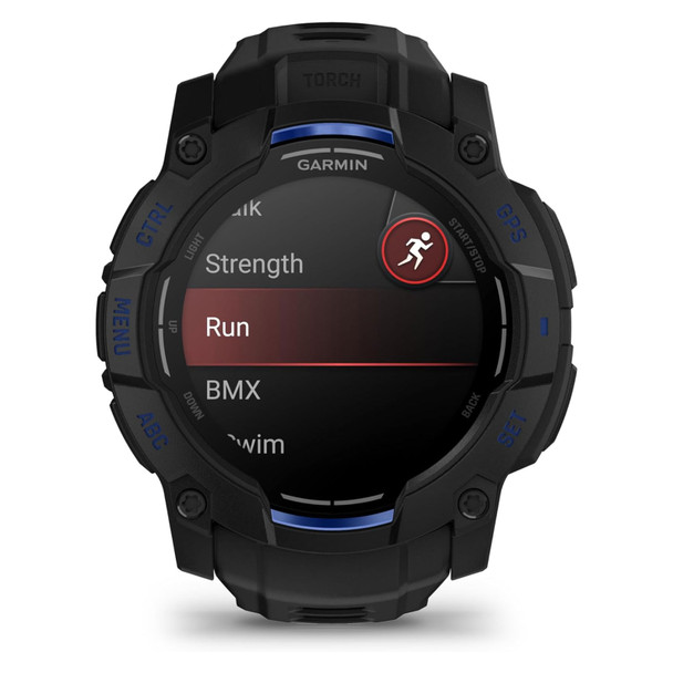 GARMIN Instinct 3 Amoled 50mm Black With Black/Bolt Blue Band GPS Smartwatch (010-03020-03)