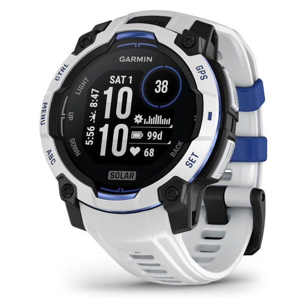 GARMIN Instinct 3 Solar 45mm Whitestone With Whitestone/Bolt Blue Band GPS Smartwatch (010-02934-03)