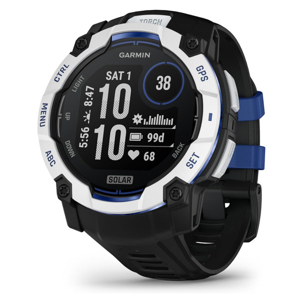 GARMIN Instinct 3 Solar 50mm Whitestone With Black/Bolt Blue Band GPS Smartwatch (010-02935-03)