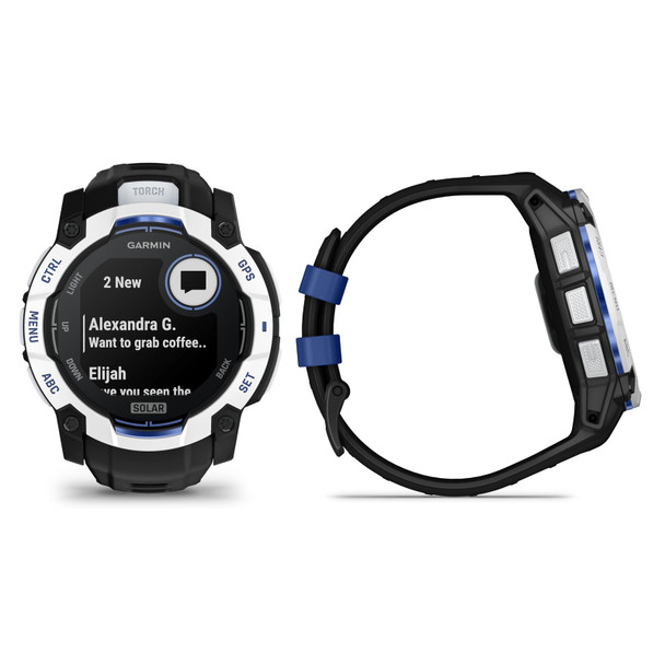 GARMIN Instinct 3 Solar 50mm Whitestone With Black/Bolt Blue Band GPS Smartwatch (010-02935-03)