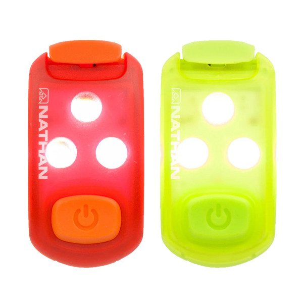 NATHAN SPORTS StrobeLight Ribbon Red/Safety Yellow LED Light Clip, 2 Pack (NS5114-20192-OSFM)