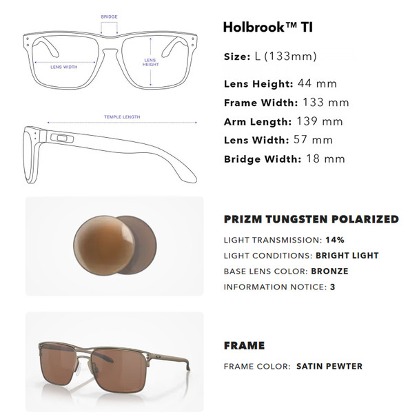 OAKLEY Holbrook Ti Sunglasses with Satin Pewter Frame and Prizm Tungsten Polarized Lens (OO6048-857)