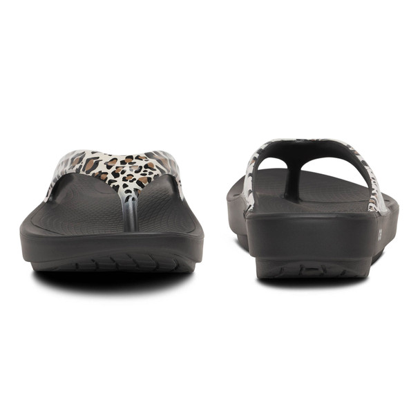 OOFOS Women's OOlala Limited Thong Leopard Recovery Sandals