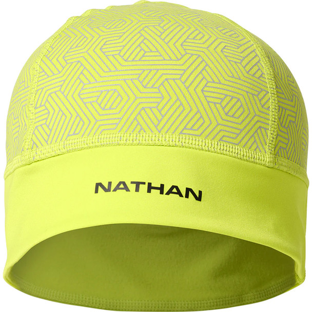 NATHAN SPORTS HyperNight 2 Hi Vis Yellow/Hex Print Reflective Beanie