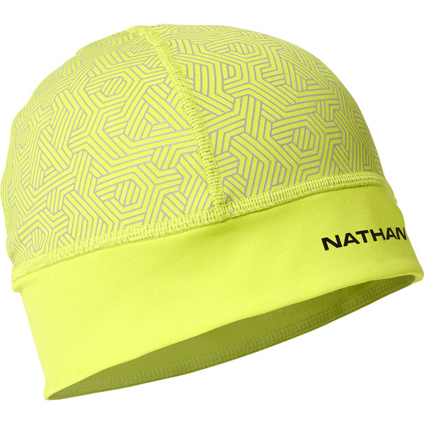 NATHAN SPORTS HyperNight 2 Hi Vis Yellow/Hex Print Reflective Beanie