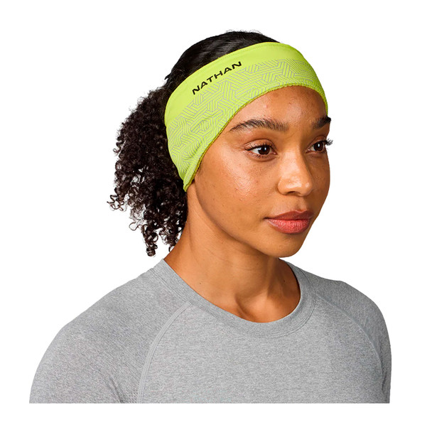 NATHAN SPORTS HyperNight Reflective Hi Vis Yellow/Hex Print Headband 2 (NS20150-40072-OSFM)