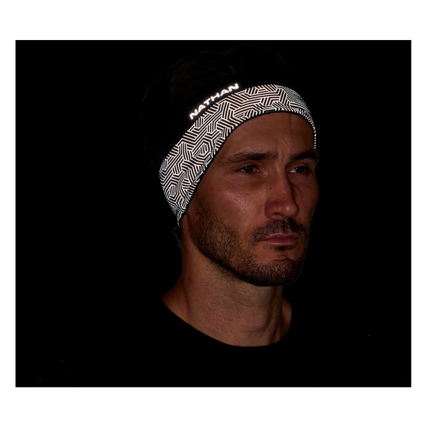 NATHAN SPORTS HyperNight Reflective Black/Hex Print Headband 2 (NS20150-00320-OSFM)