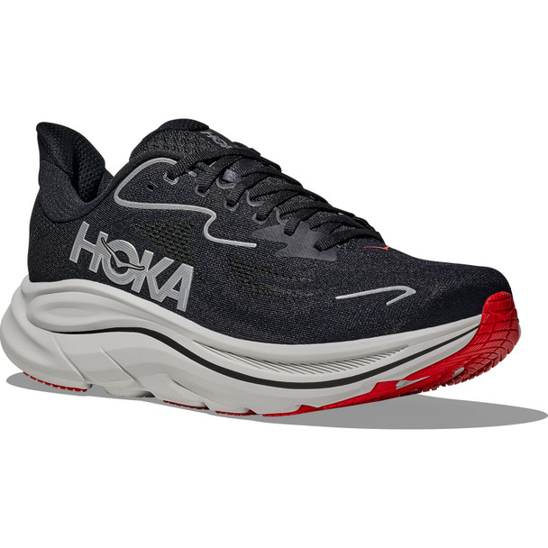 HOKA Men's Clifton 10 Wide Black/Silver Shoes