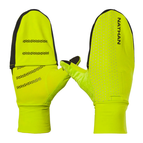 NATHAN SPORTS HyperNight Reflective Convertible Hi Vis Yellow/Geo Print Mitt