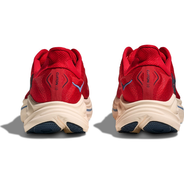 HOKA Men's Clifton 10 Wide Vermillion/Varsity Navy Shoes - Free